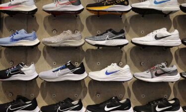 Shoes line the shelves at the Nike store in December 2021 in Miami Beach