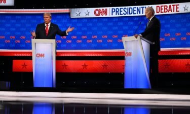Former President Donald Trump and President Joe Biden debate at CNN's Atlanta studios on June 27