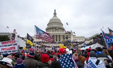 Rioters loyal to President Donald Trump rally at the US Capitol in Washington on January 6