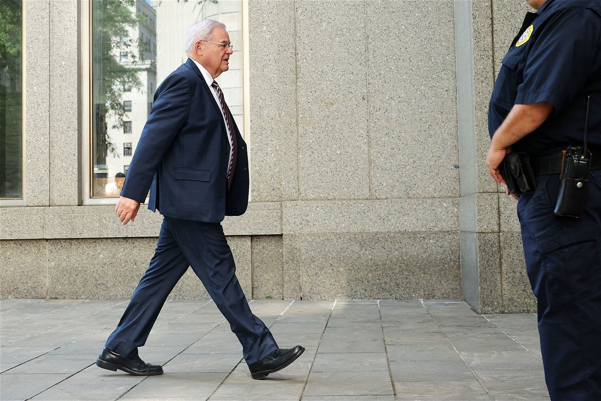<i>Michael M. Santiago/Getty Images via CNN Newsource</i><br/>New Jersey Sen. Bob Menendez arrives for trial at Manhattan federal court in New York City on June 11