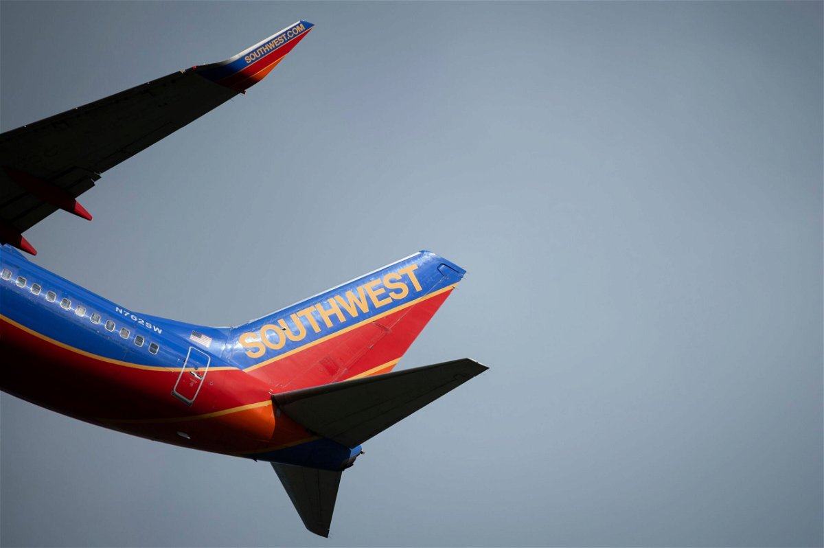 <i>Graeme Sloan/Sipa/AP via CNN Newsource</i><br/>A Southwest Airlines flight is seen soon after takeoff.