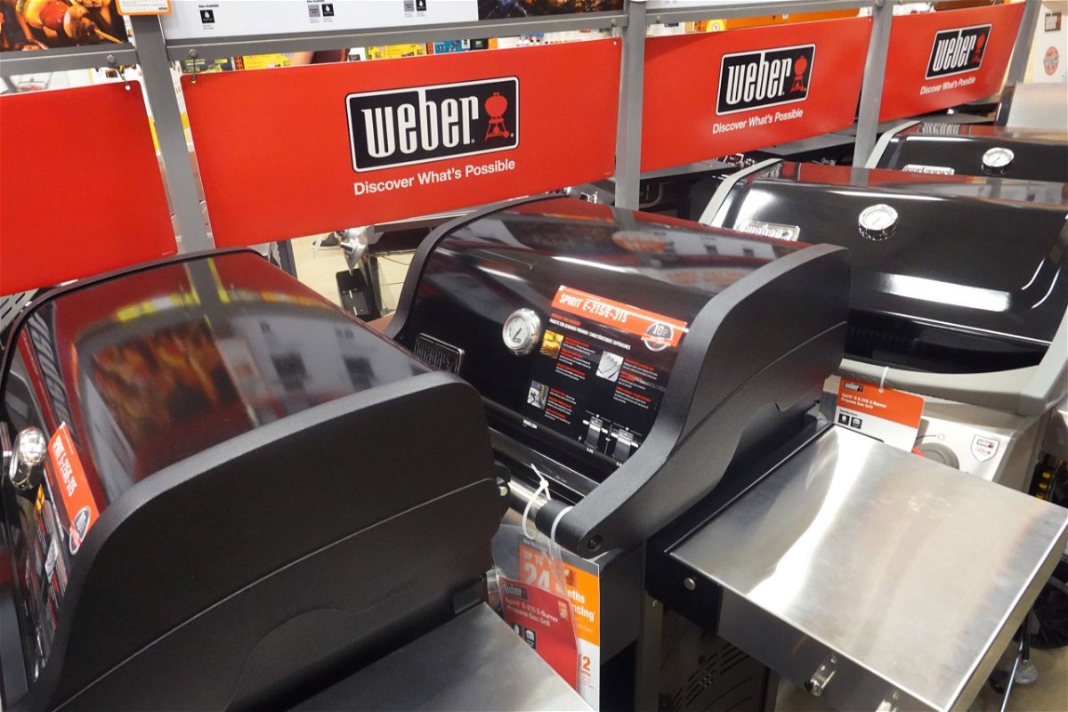 <i>Scott Olson/Getty Images via CNN Newsource</i><br/>Weber Grills are offered for sale at a home improvement store on July 23