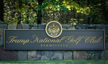 A sign at the entrance to Trump National Golf Club in Bedminster