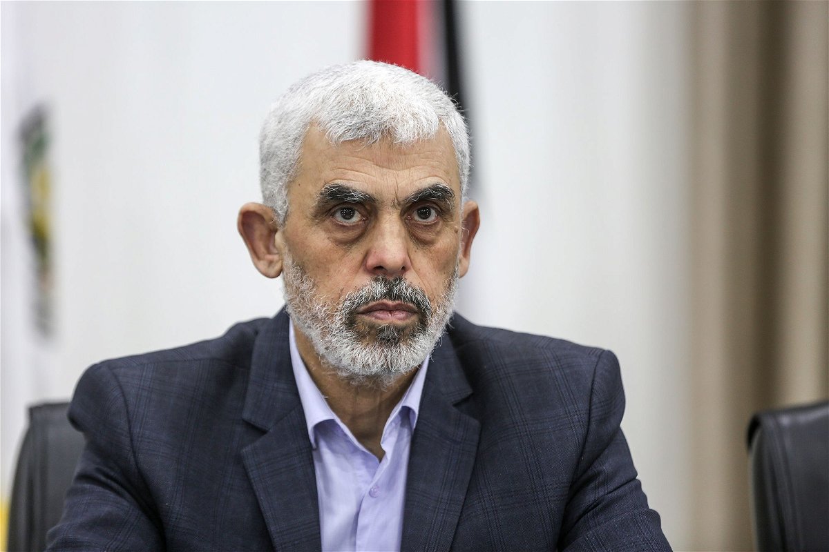 <i>Ali Jadallah/Anadolu Agency/Getty Images via CNN Newsource</i><br/>Hamas' Gaza chief Yahya Sinwar attends a meeting with members of Palestinian groups in Gaza City