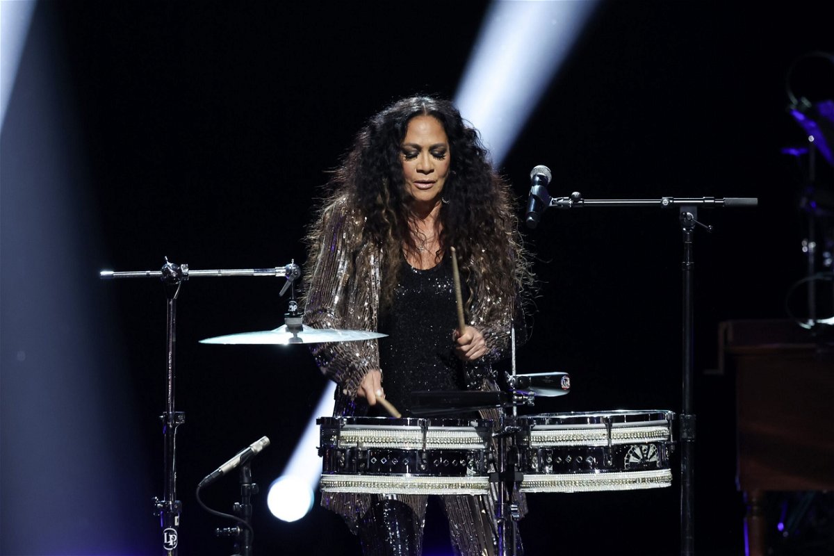 <i>Leon Bennett/Getty Images via CNN Newsource</i><br/>Sheila E. performs onstage at the Grammy Awards in February.