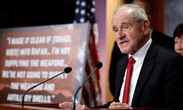 Sen. James Risch speaks during a news conference with fellow Republican senators at the US Capitol on May 9