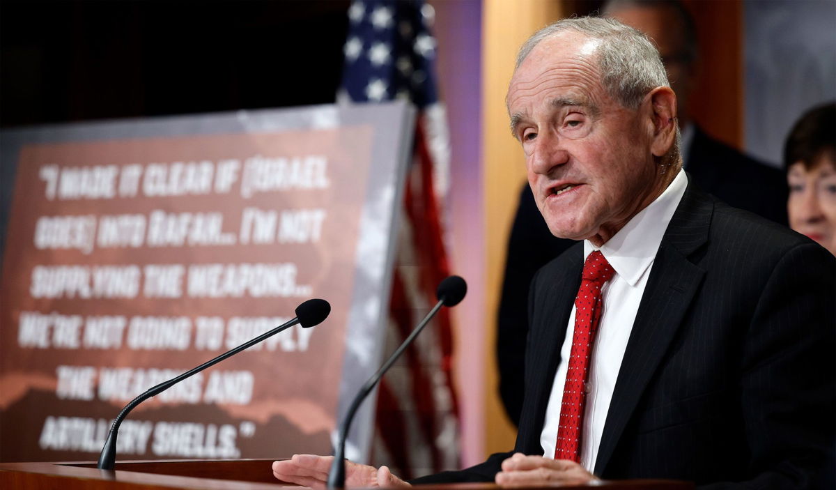 <i>Chip Somodevilla/Getty Images via CNN Newsource</i><br/>Sen. James Risch speaks during a news conference with fellow Republican senators at the US Capitol on May 9