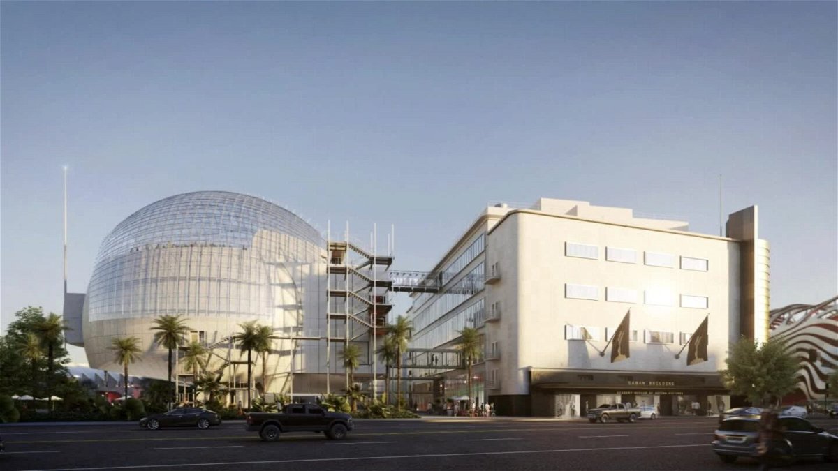 <i>Academy of Motion Pictures Museum via CNN Newsource</i><br/>The exterior of the Academy Museum of Motion Pictures in Los Angeles.