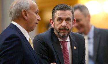Ohio state Sen. Michael Rulli is seen with colleagues in Columbus on February 28