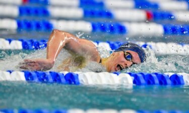 Lia Thomas is on her way to winning the 500-yard freestyle during the NCAA championships in March 2022.