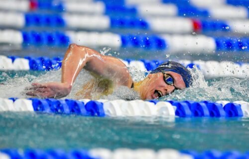 Lia Thomas is on her way to winning the 500-yard freestyle during the NCAA championships in March 2022.