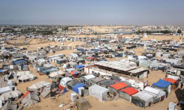 The tents of displaced Palestinians at Al-Mawasi