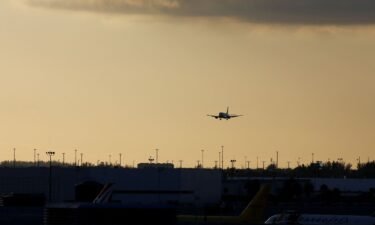 An aircraft approaches to land at Miami International Airport.