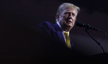 Former President Donald Trump speaks during a Turning Point PAC town hall at Dream City Church on June 6