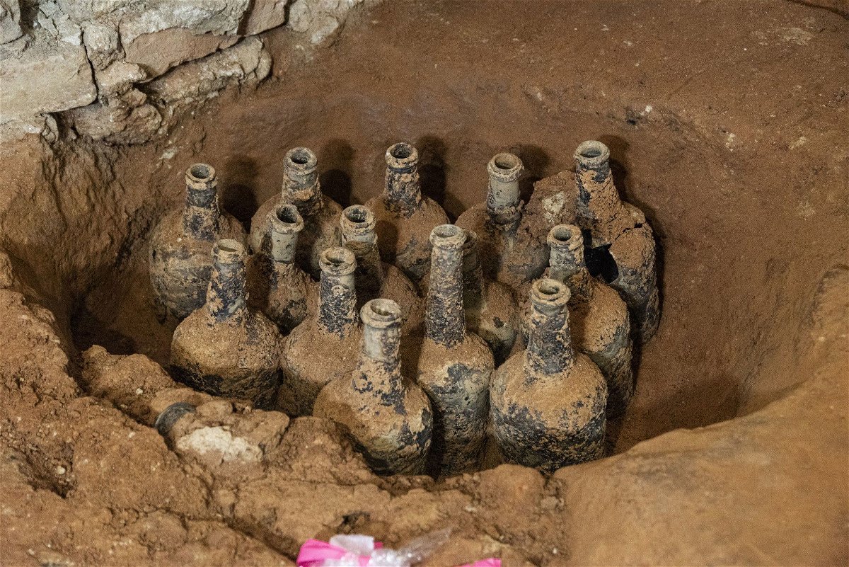 <i>Courtesy Mount Vernon Ladies' Association via CNN Newsource</i><br/>Several 250-year-old glass bottles containing fruit were discovered during a revitalization project at Mount Vernon.