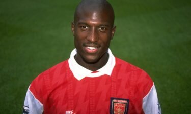 Kevin Campbell pictured in 1993 while playing for Arsenal.