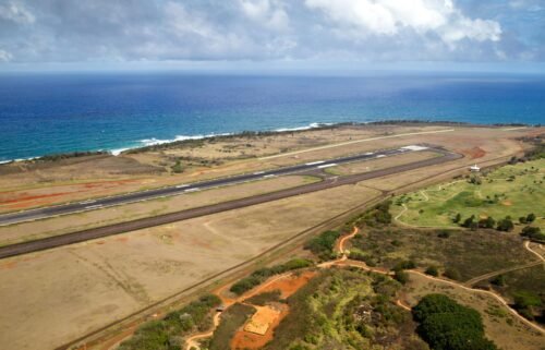 Aerial view over the airport of Lihue
