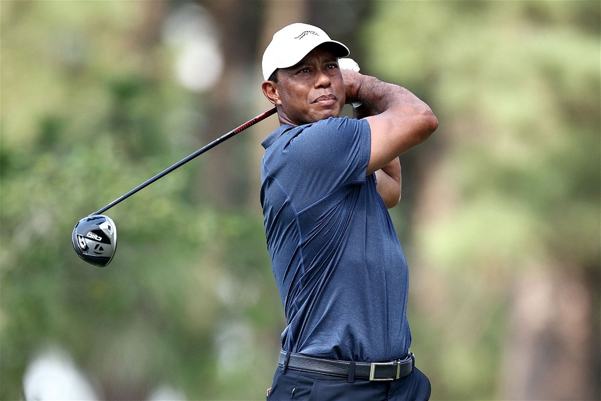 <i>Jared C. Tilton/Getty Images via CNN Newsource</i><br/>Tiger Woods plays a shot from the 11th tee during the second round of the 2024 US Open at Pinehurst. The PGA Tour announced on June 18 it had created a special exemption for Woods alone