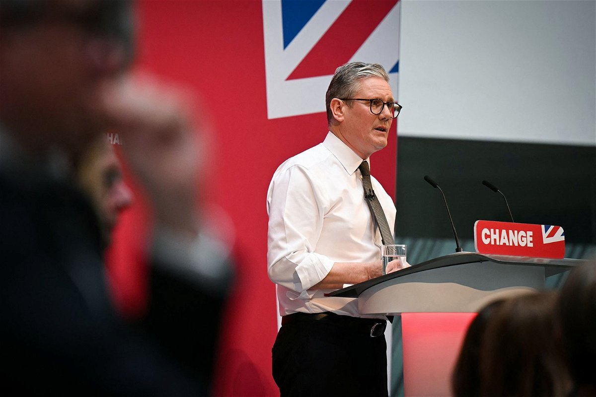 <i>Oli Scarff/AFP/Getty Images via CNN Newsource</i><br/>Labour Party leader Keir Starmer speaks during the launch of his party's election manifesto in Manchester