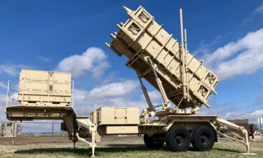 A Patriot missile mobile launcher is displayed outside the Fort Sill Army Post near Lawton