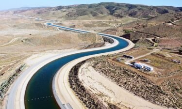 An aerial view of the California Aqueduct