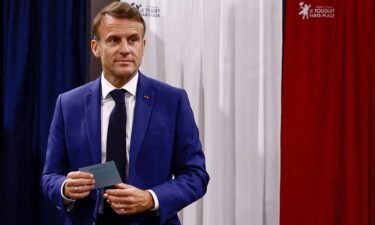 French President Emmanuel Macron voted in the first round of parliamentary elections at a polling station in Le Touquet