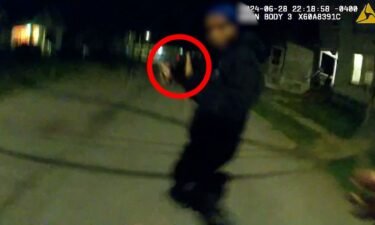 In this still image from body camera footage released by police in Utica