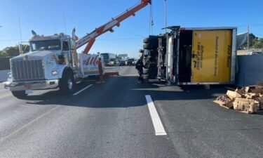 A box truck carrying a load of avocados overturned on northbound U.S. Highway 101 in San Mateo early Monday morning.