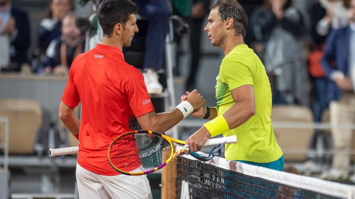 Novak Djokovic and Rafael Nadal shake hands