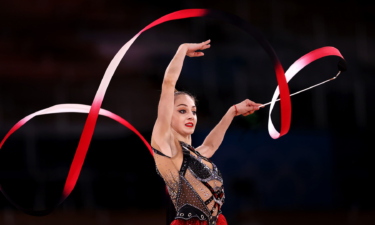 Boryana Kaleyn of Team Bulgaria competes during the Individual All-Around Final at the Tokyo 2020 Olympic Games.