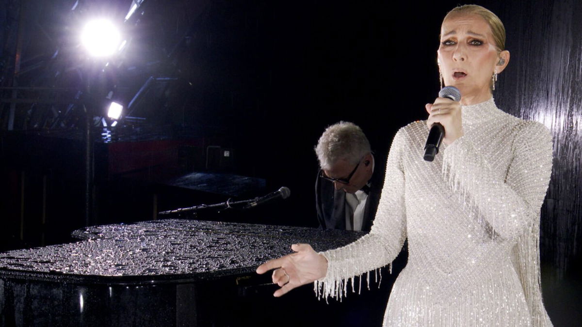 Global superstar Celine Dion performs during Opening Ceremony at 2024 Paris Olympics