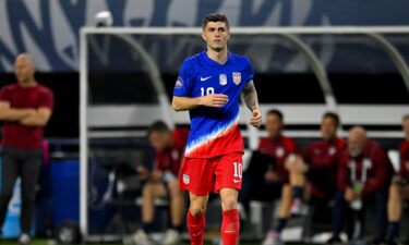 Christian Pulisic looks on during a match for U.S. men's soccer.