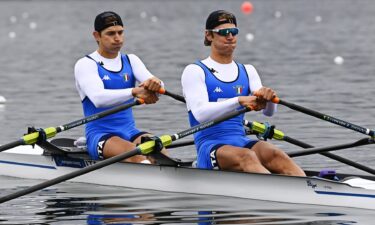 Italian rower Luca Chiumento competes alongside Nicolo Carucci