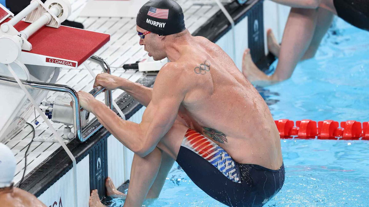 Ryan Murphy swims the men's 100m backstroke final on Monday at the 2024 Paris Olympics.s