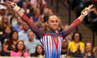 Hezly Rivera competes at the 2024 U.S. Olympic Team Gymnastics Trials.