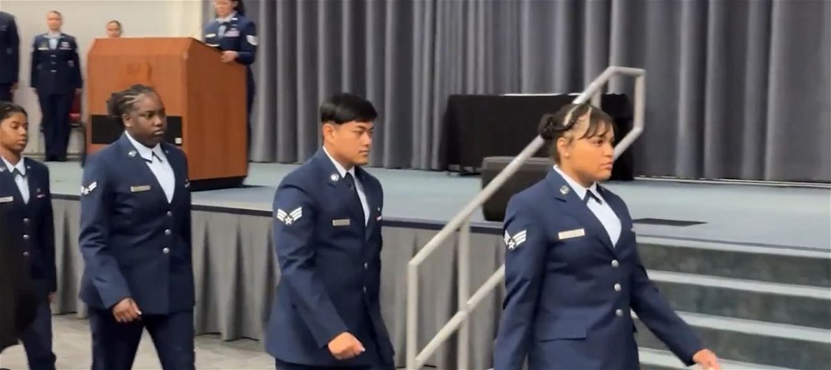 <i>KTBS via CNN Newsource</i><br/>Seven Barksdale Air Force Base airmen assigned to the 2d Bomb Wing became U.S. citizens during a naturalization ceremony July 2 at Hoban Hall.