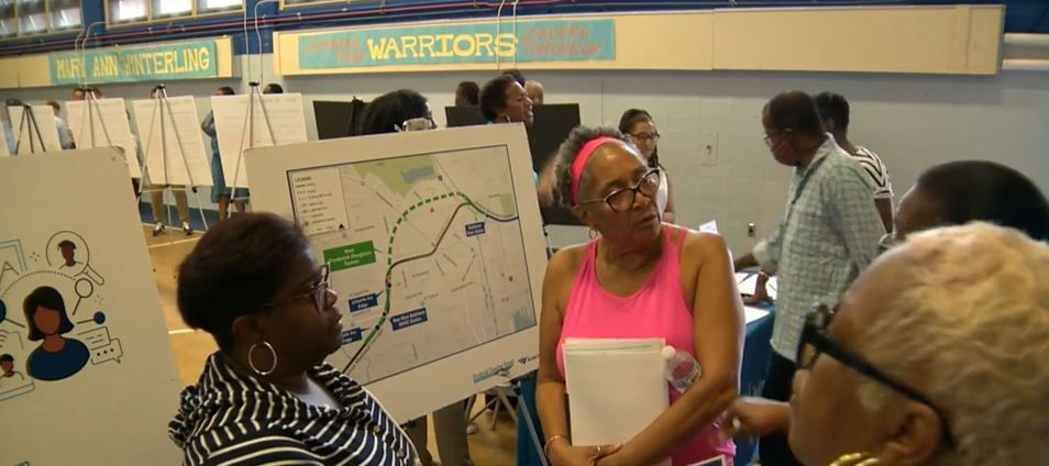 <i>WJZ via CNN Newsource</i><br/>Baltimore residents expressed concerns over a Fredrick Douglass Tunnel project at a public meeting.