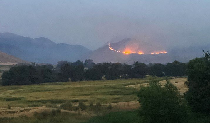 Durkee Fire burns early Saturday morning, as seen from Durkee looking north