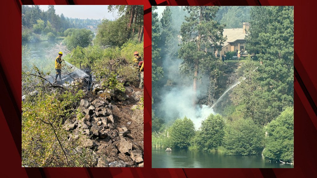 Brush fire by Deschutes River in Bend Wednesday afternoon was stopped at small size by fire crews.