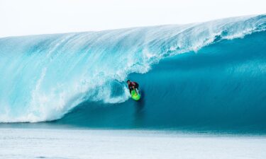 Griffin Colapinto rides through the barrel of a wave