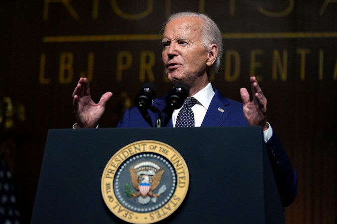 President Joe Biden speaks at an event on July 29, at the LBJ Presidential Library in Austin, Texas.