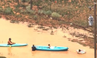 The weekend storms across New Mexico created havoc for many families across the state. But the Moriarty family took advantage of the storms to go kayaking in front of their home.