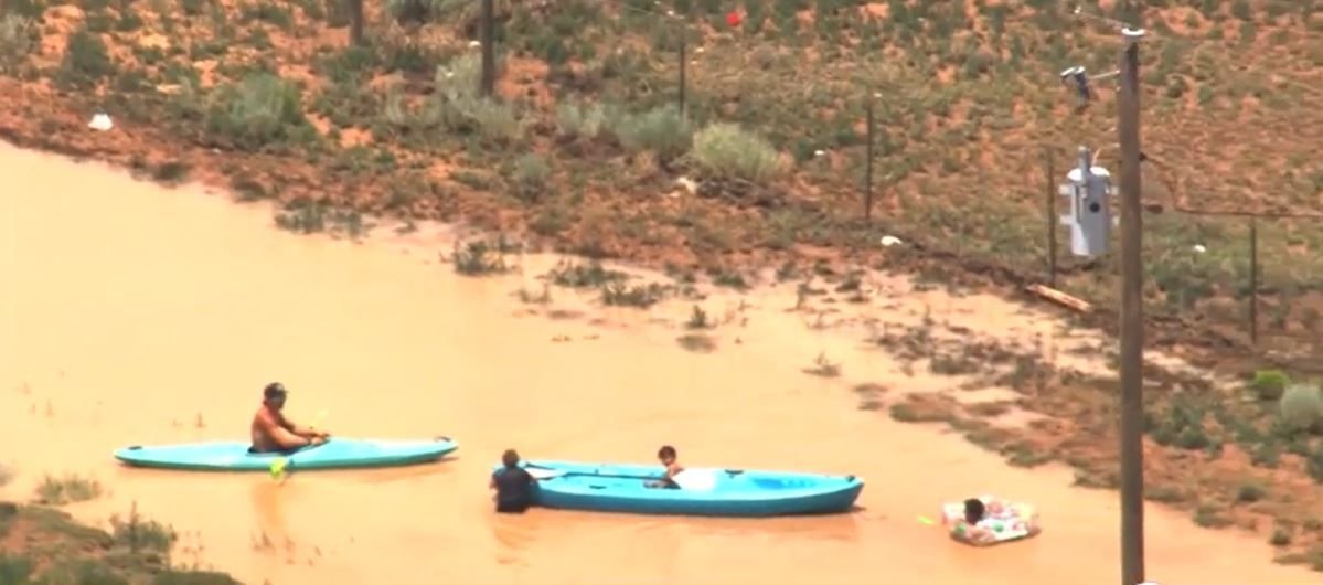 <i>KOAT via CNN Newsource</i><br/>The weekend storms across New Mexico created havoc for many families across the state. But the Moriarty family took advantage of the storms to go kayaking in front of their home.