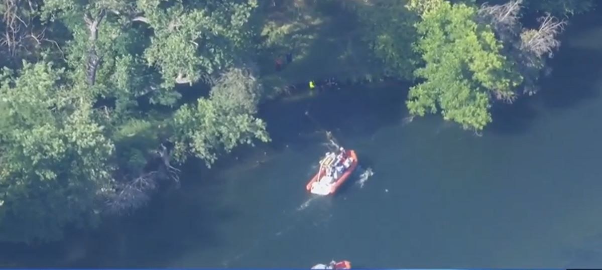 <i>KCRA via CNN Newsource</i><br/>First responders rescued two people who were stranded on a tree on the American River in Sacramento.