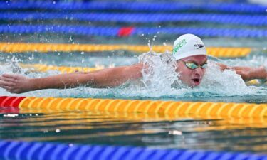 France's Leon Marchand competes in men's 200m butterfly final during the French National Swimming Championships at Piscine l'Odyssée on June 19