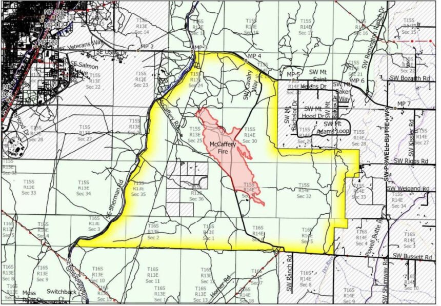 McCaffery Fire BLM closure map 7-7