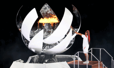 Naomi Osaka lights the Olympic cauldron at the 2020 Tokyo Olympics