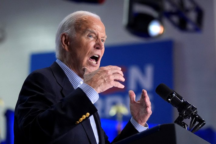 President Joe Biden speaks at a campaign rally at Sherman Middle School in Madison, Wis., Friday, July 5, 2024.