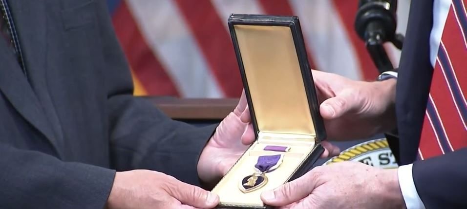 <i>WBBM via CNN Newsource</i><br/>The Illinois State Treasurer returned a Purple Heart medal to the son of a man who was a World War II veteran who was a master sergeant serving in the Army Air Corps.