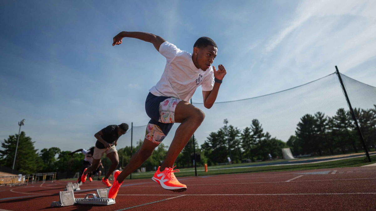 Track star Quincy Wilson is seen at practice at Bullis High School in Potomac